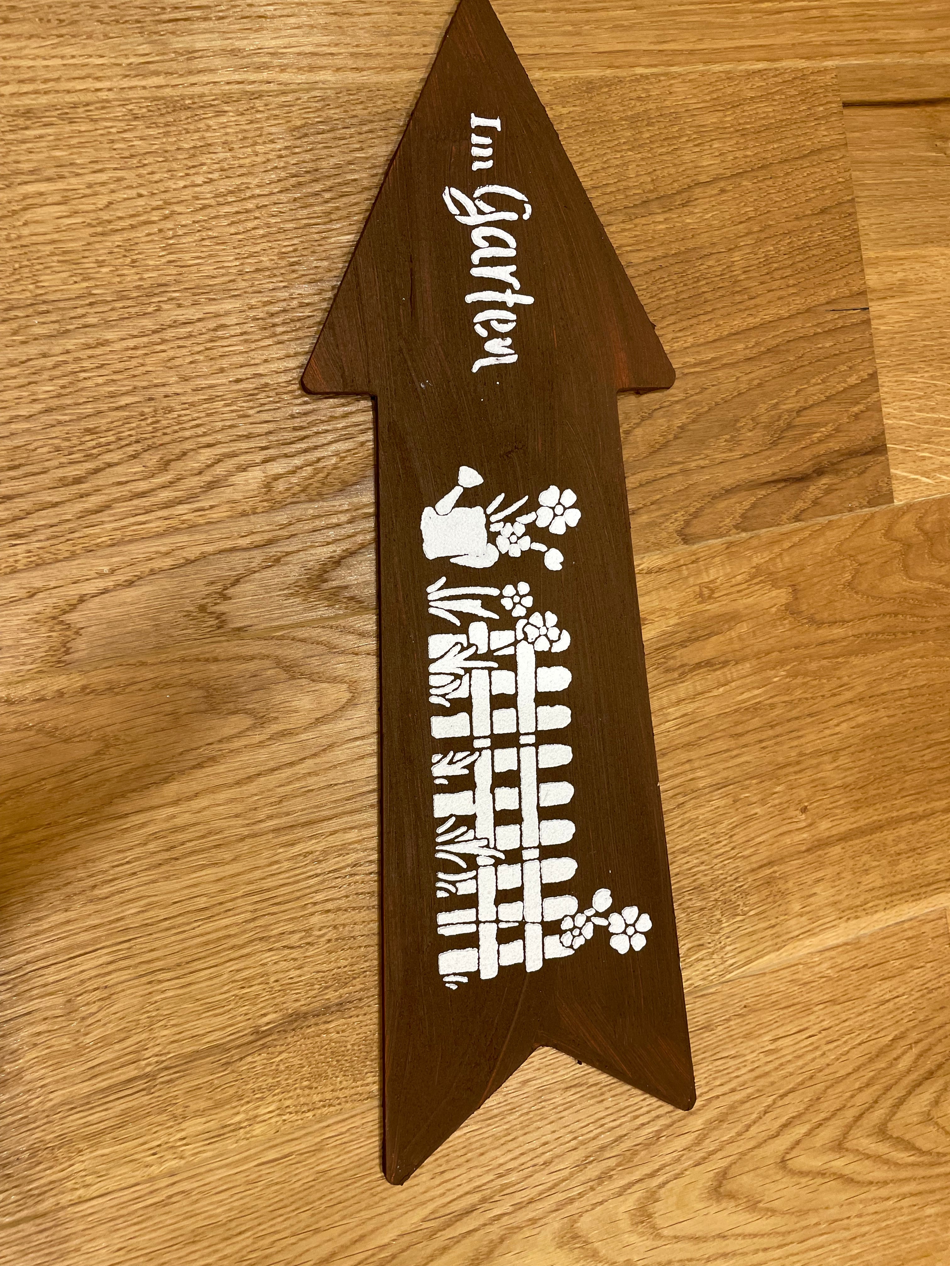 🌿 MDF-Pfeilschild Im Garten – charmante Deko in Rostoptik 🌿