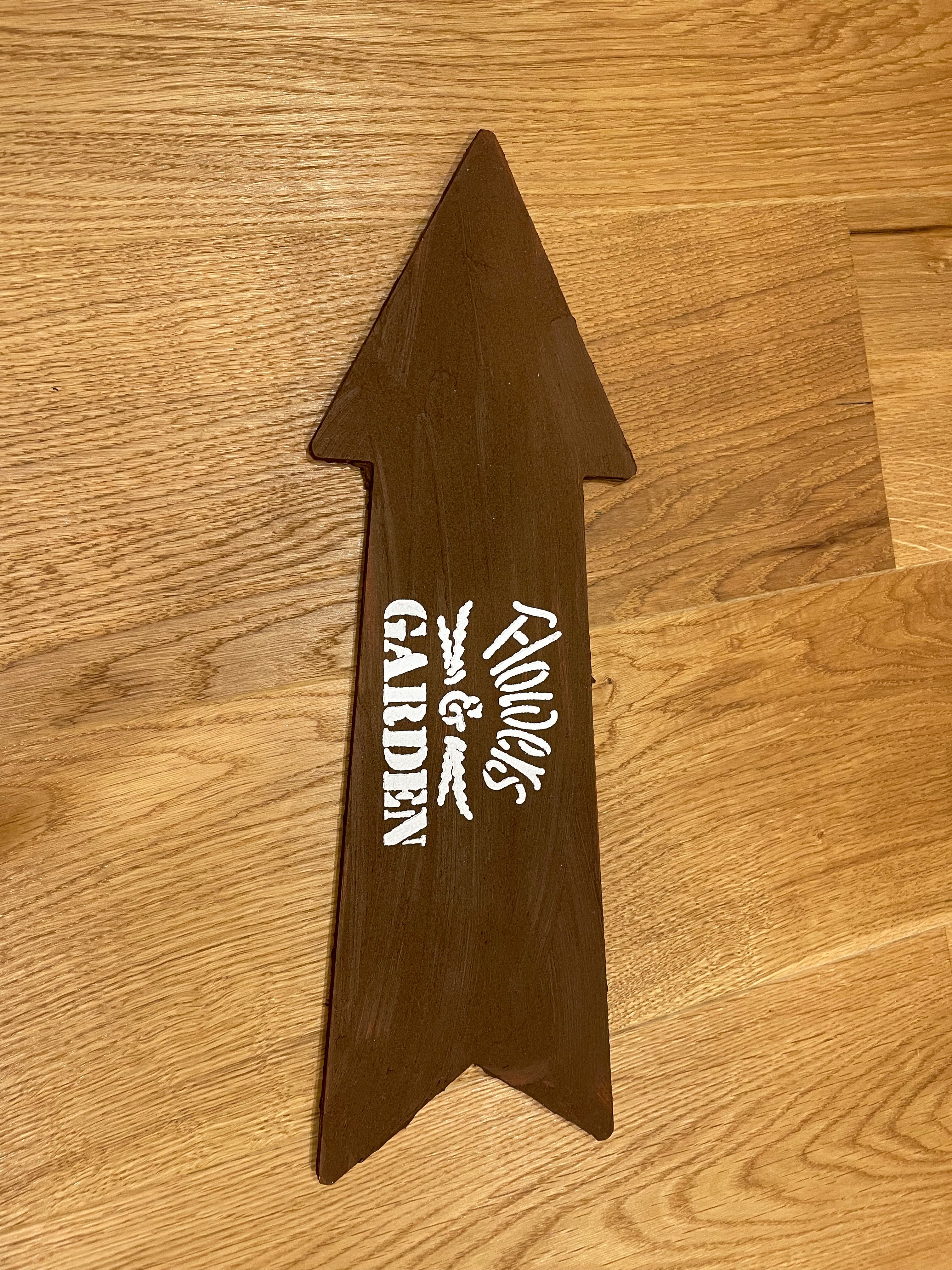 🌿 MDF-Pfeilschild Im Garten – charmante Deko in Rostoptik 🌿
