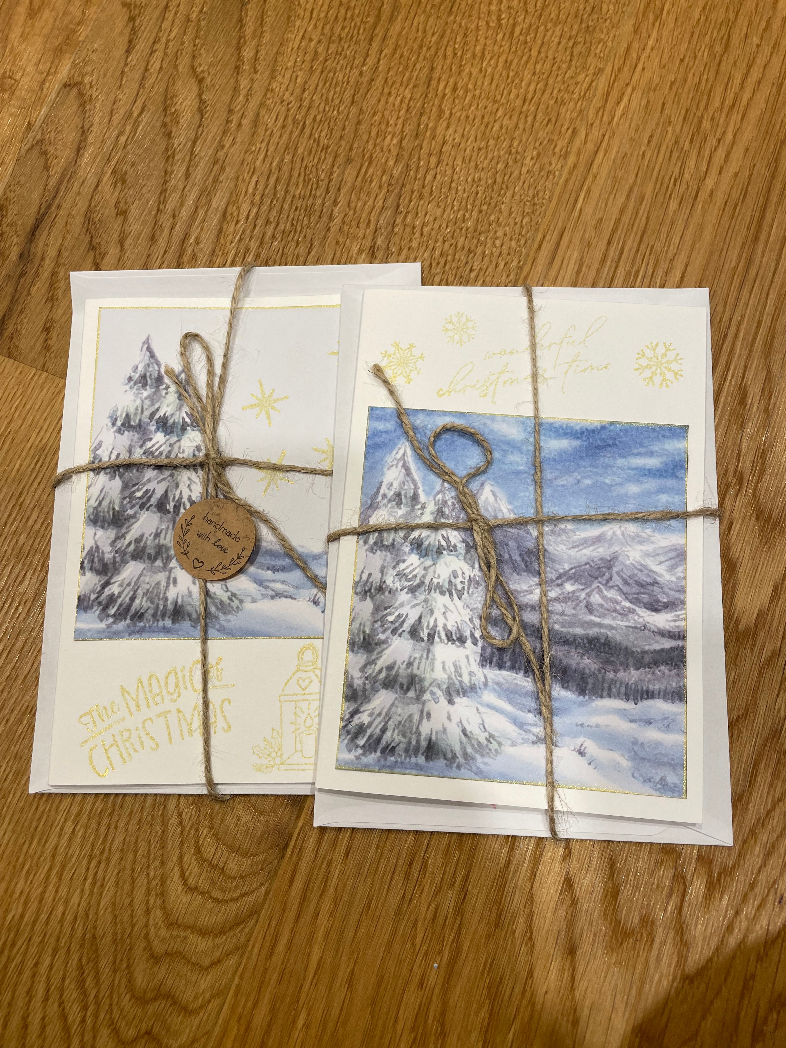 liebevoll handgefertigten Weihnachtskarten