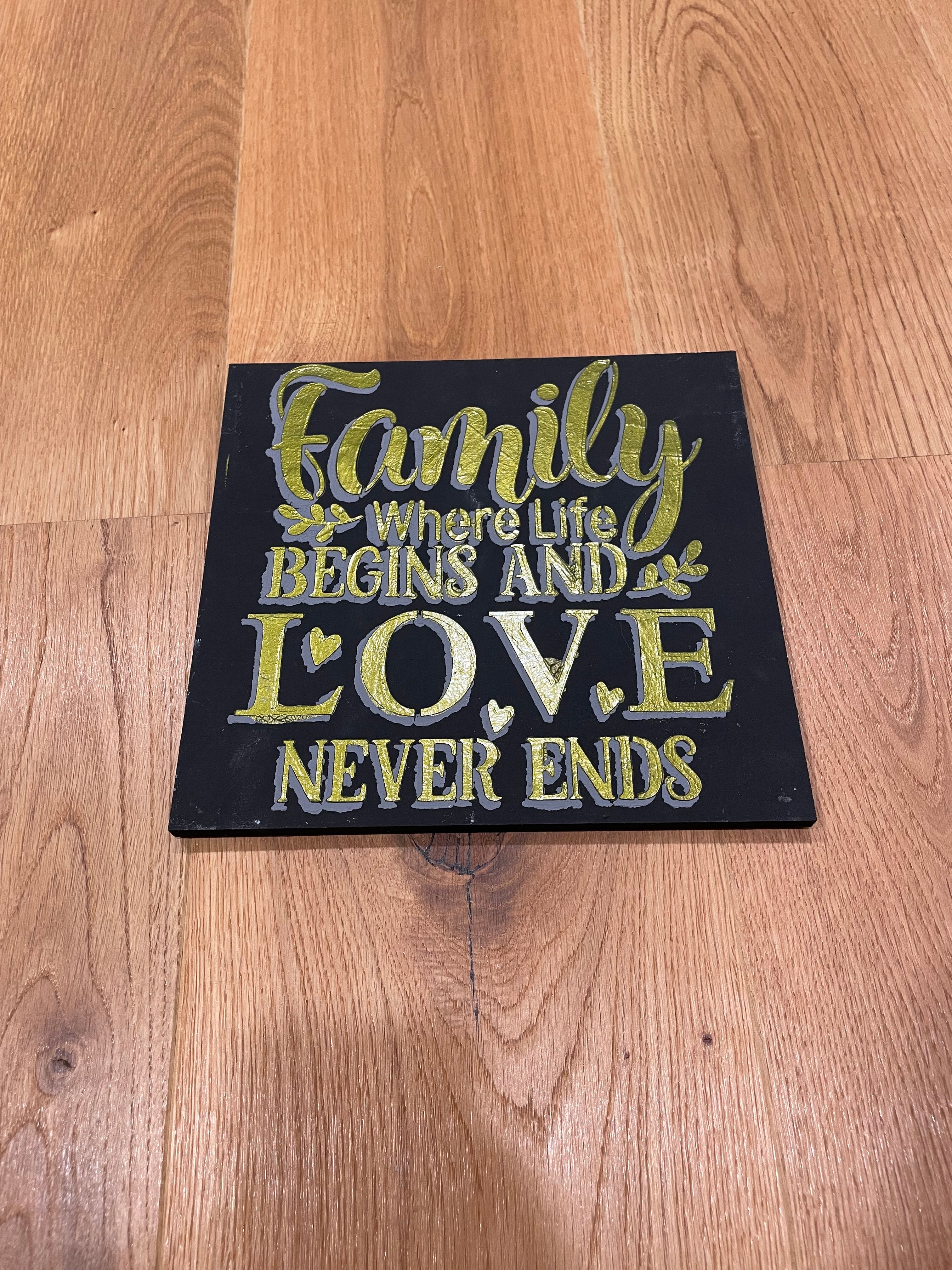 🖤 MDF-Schild Family – edle Deko in Samtoptik 🖤