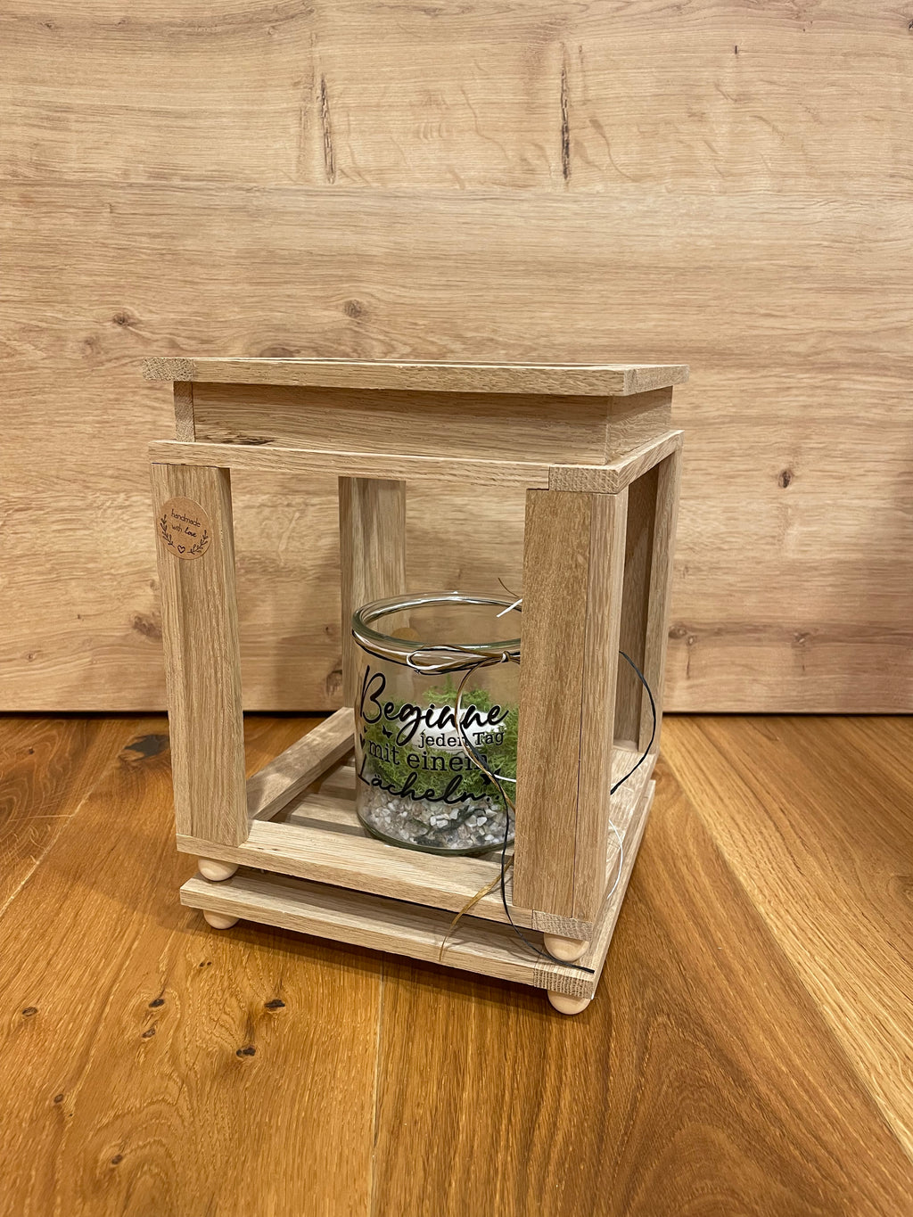 Handgefertigte Klötzchen-Laterne groß