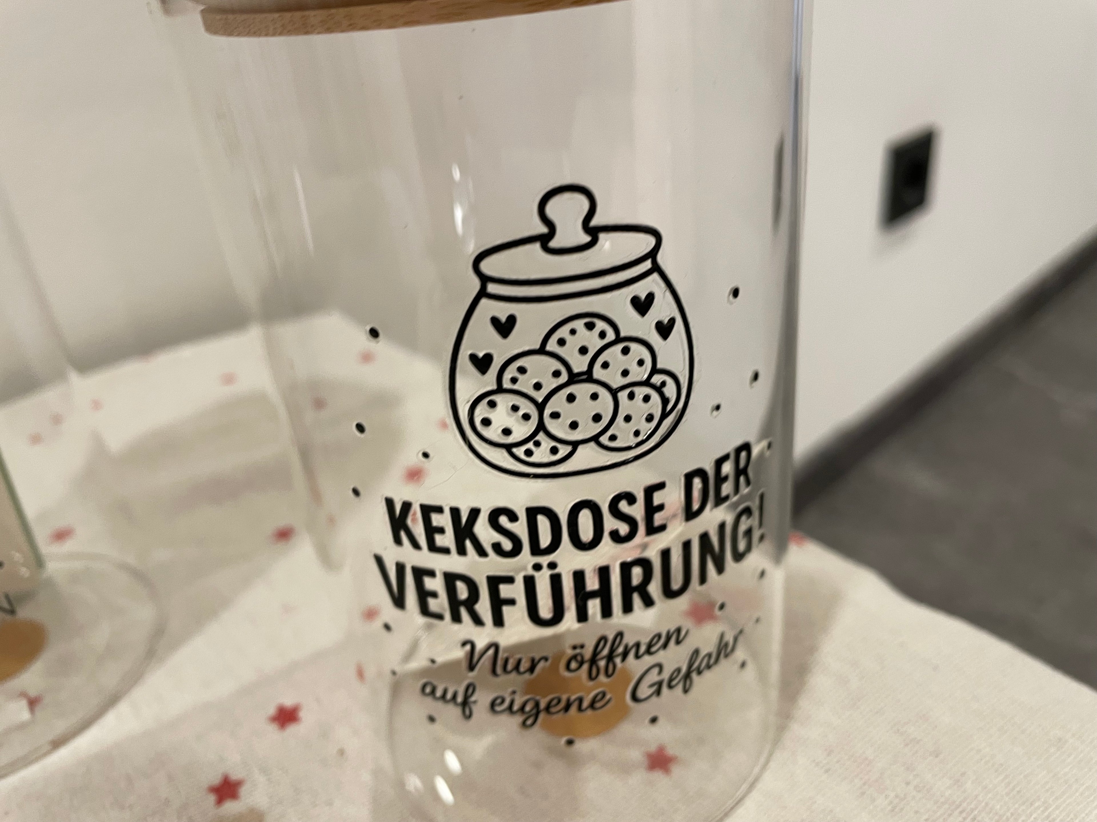 🍪 Vorratsglas für Kekse – mit Spruch & Bambusdeckel (550 ml) ✨