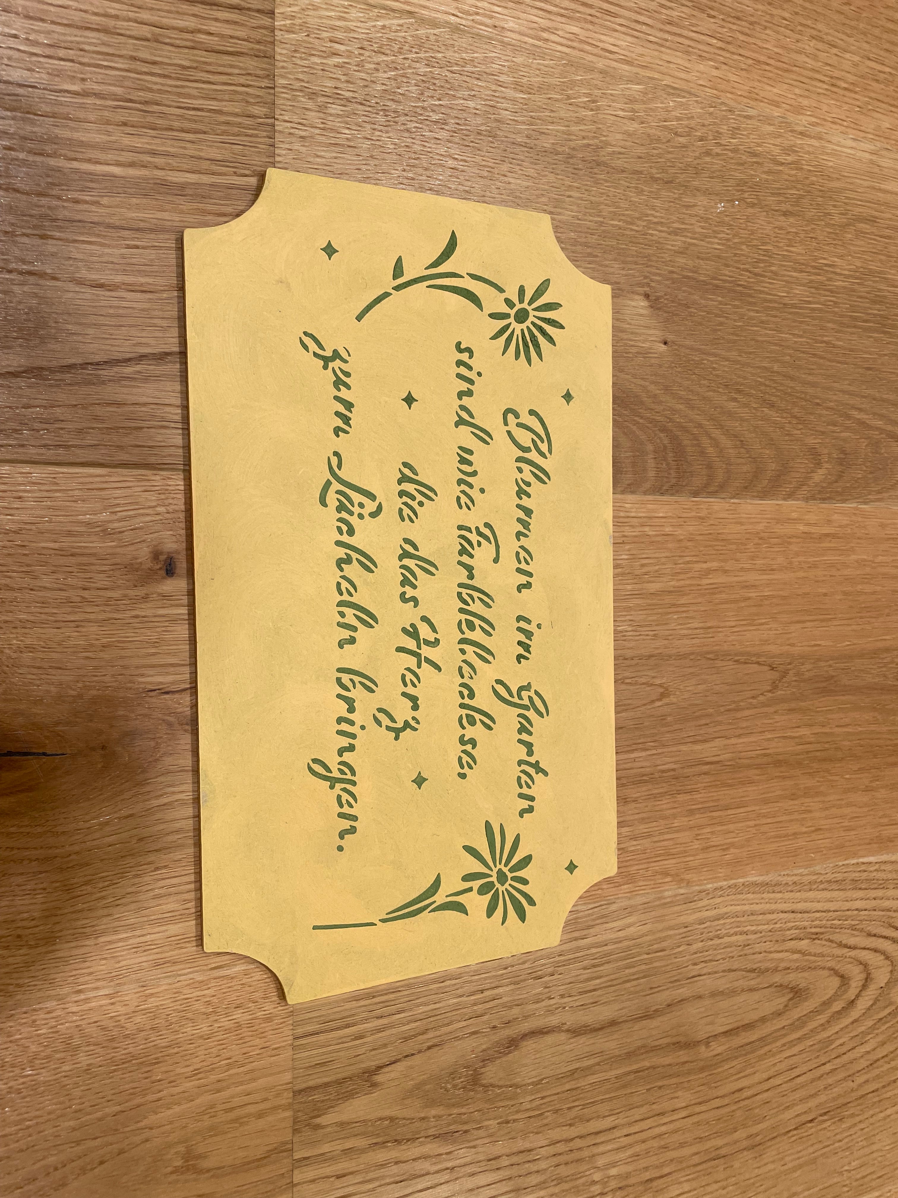🌼 MDF-Schild Blumen im Garten – fröhliche Deko in Goldgelb 🌿