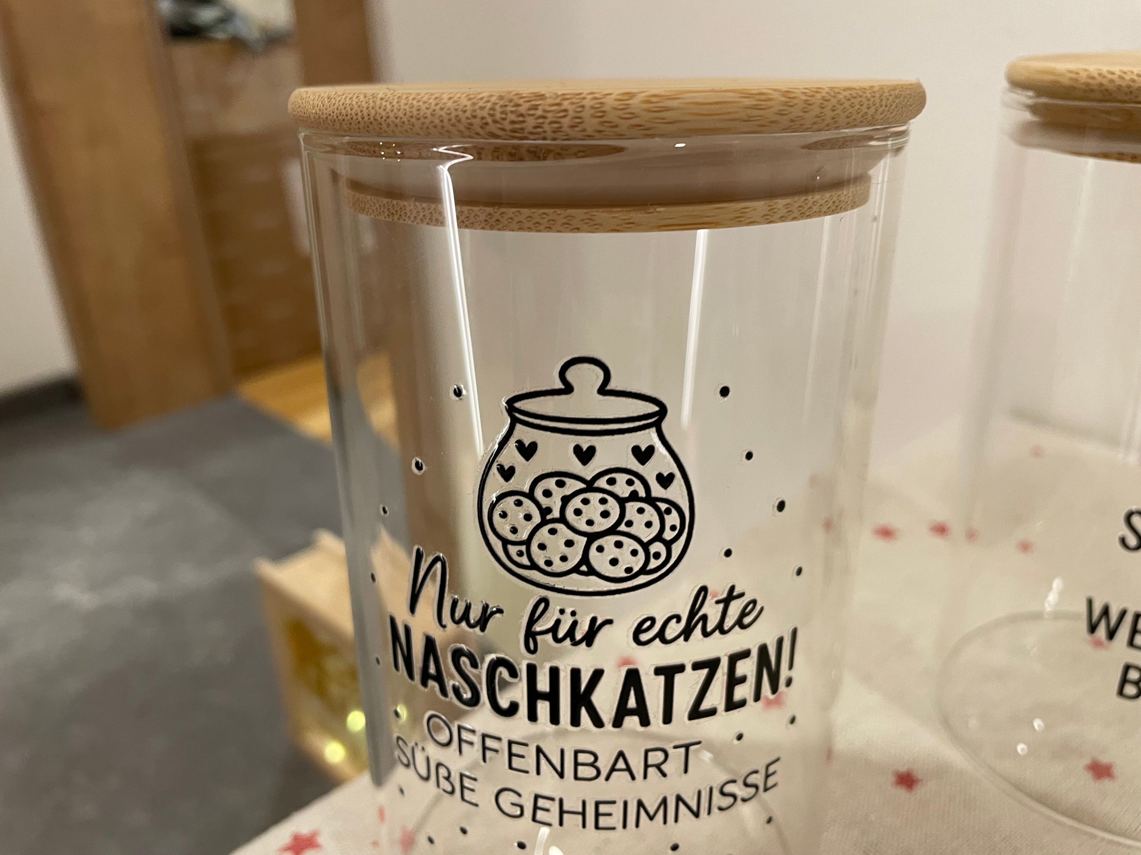 🍪 Vorratsglas für Kekse – mit Spruch & Bambusdeckel (550 ml) ✨