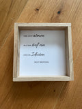 Klötzchen Spruch auf DesignPapier im Holzsticks Rahmen "Und jetzt atmen alle mal..."