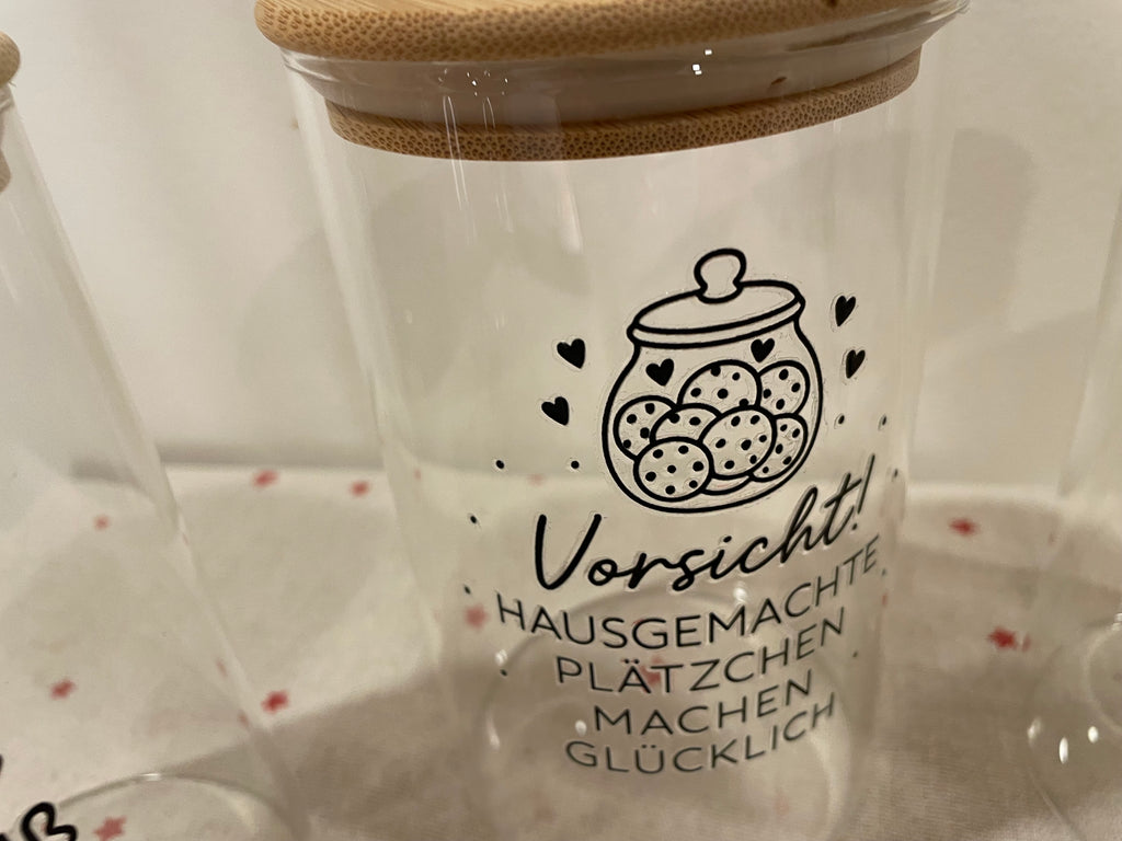 🍪 Vorratsglas für Kekse – mit Spruch & Bambusdeckel (550 ml) ✨