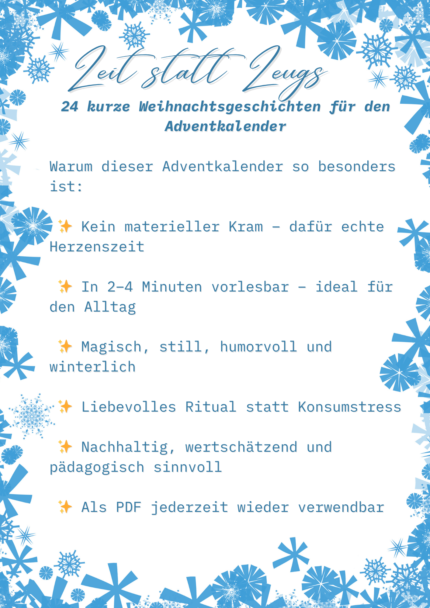 24 kurze Weihnachtsgeschichten für den Adventkalender