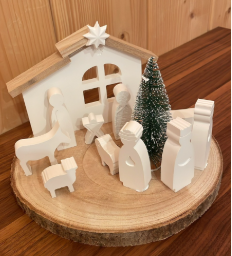 🌟 Schlichte Weihnachtskrippe🌟 Handgemachte Krippe aus Gießmasse auf Baumscheibe – schlicht, modern & voller Weihnachtszauber 🌟  aus Holzklötzchen – modern, natürlich & liebevoll handgemacht 🌟