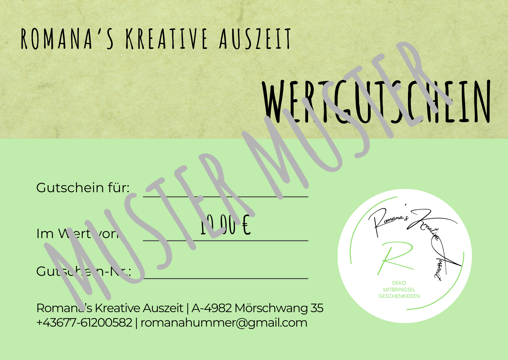 Wertgutschein - Romana's Kreative Auszeit