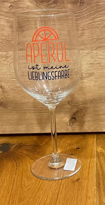 🍊 Aperol Spritz Glas mit Rub-On-Spruch "Aperol ist meine Lieblingsfarbe"