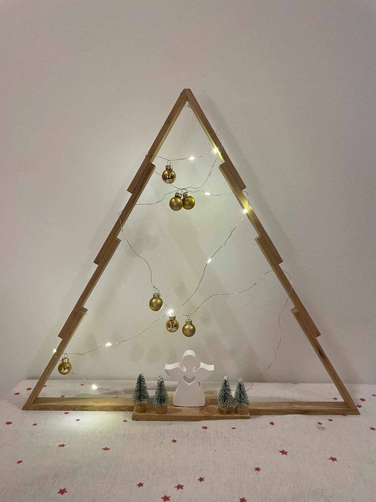 🎄 Klötzchen-Christbaum – mit Lichterkette, Weihnachtskugeln & Schutzengel ✨