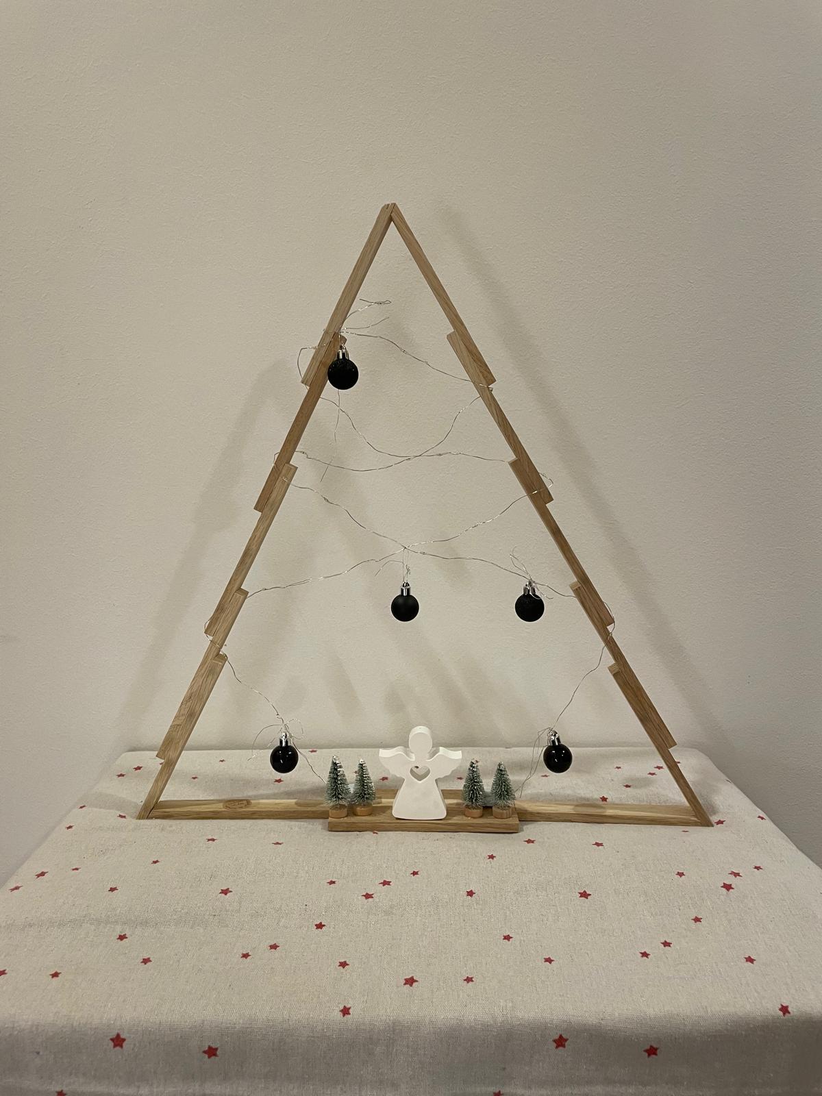 🎄 Klötzchen-Christbaum – mit Lichterkette, Weihnachtskugeln & Schutzengel ✨