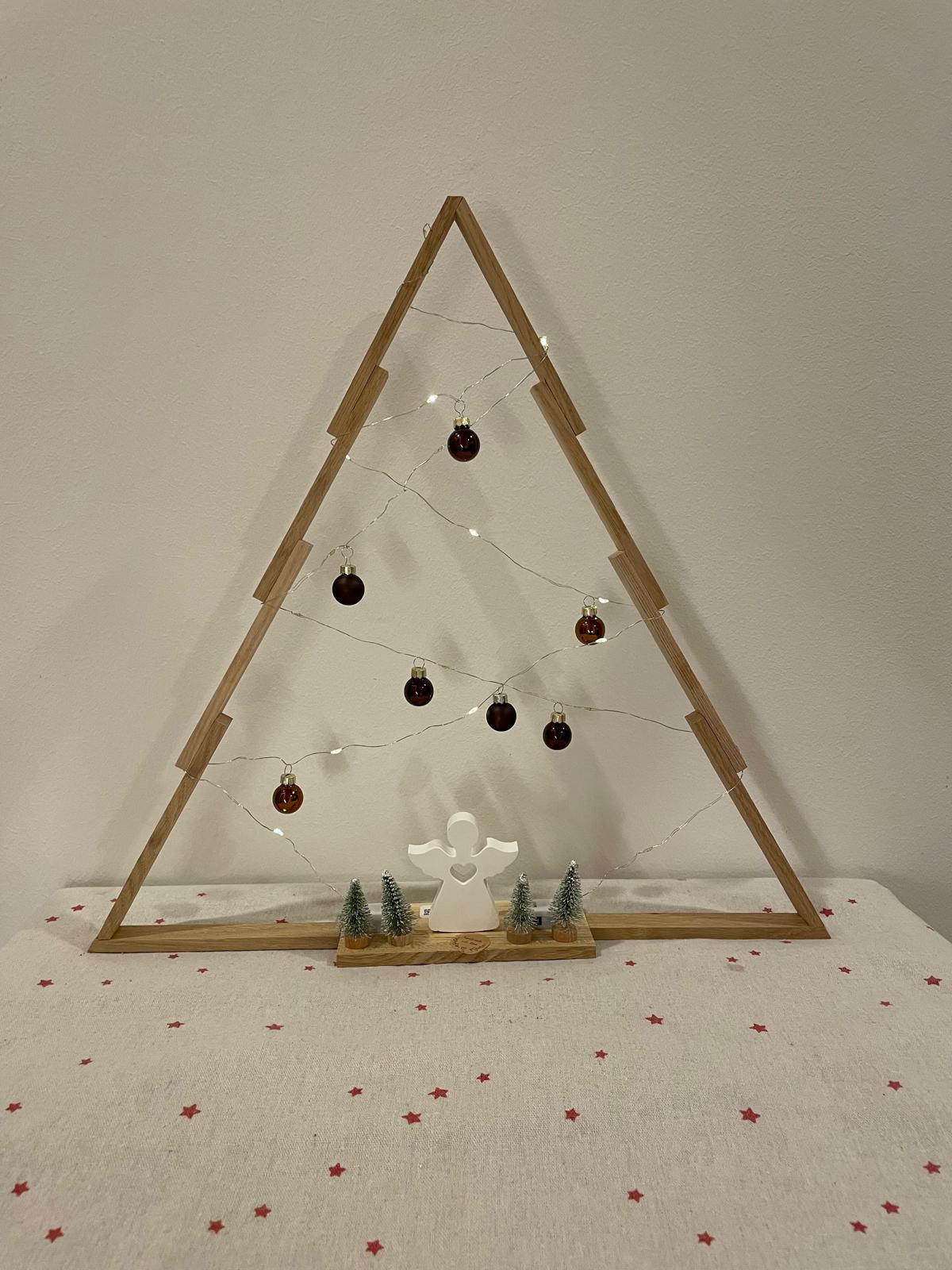 🎄 Klötzchen-Christbaum – mit Lichterkette, Weihnachtskugeln & Schutzengel ✨