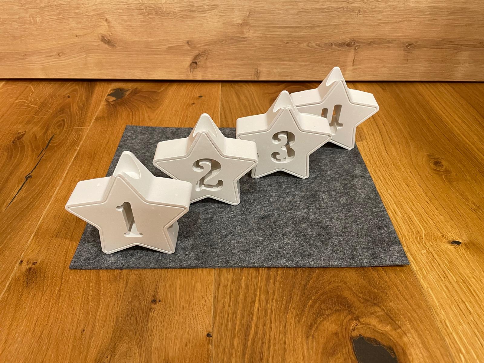 ⭐ Gießmassesterne „1–4“ – Adventszahlen-Set ✨