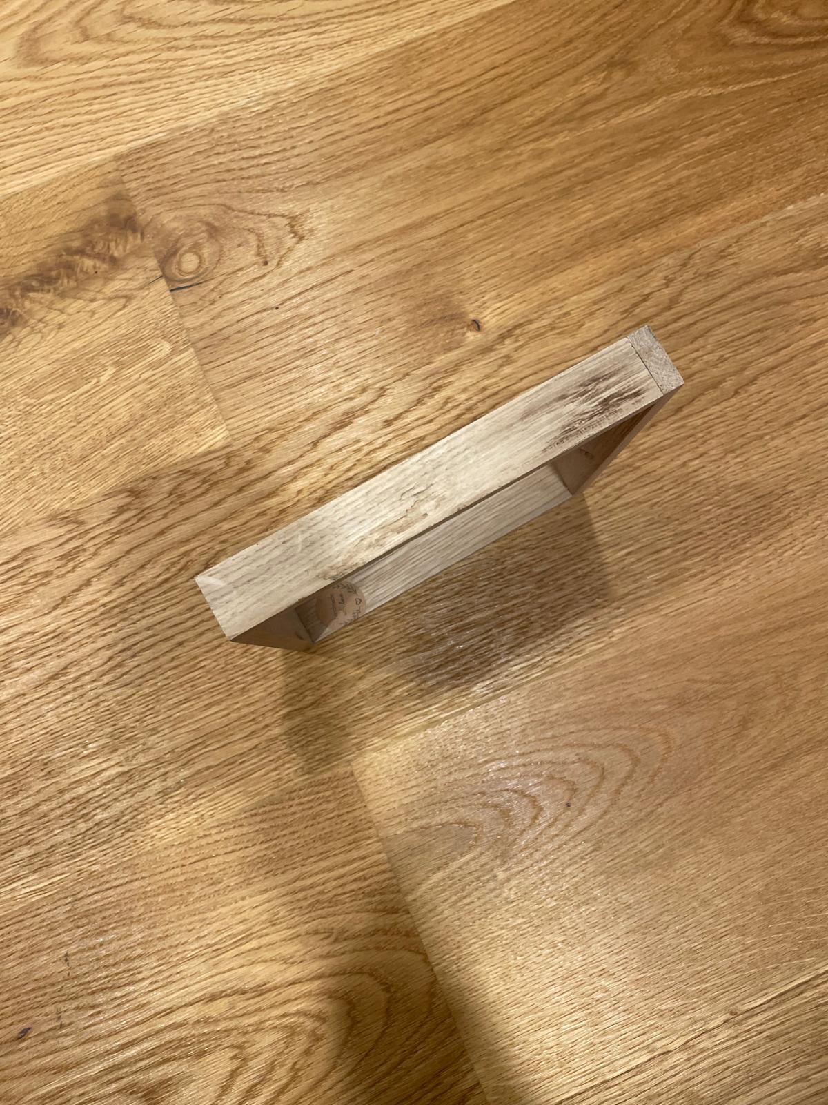 Klötzchen Spruch auf DesignPapier im Holzsticks Rahmen "Die Toilette ist kein Tatort, Spuren dürfen beseitigt werden!"