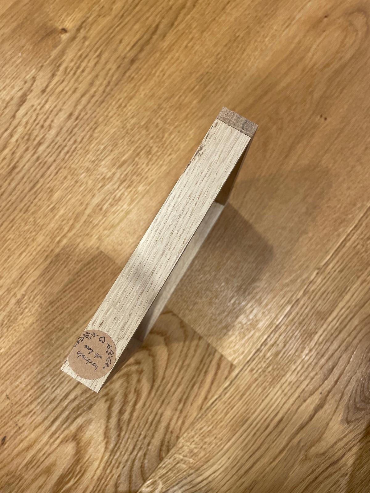 Klötzchen Spruch auf DesignPapier im Holzsticks Rahmen "Es ist keine Villa..."