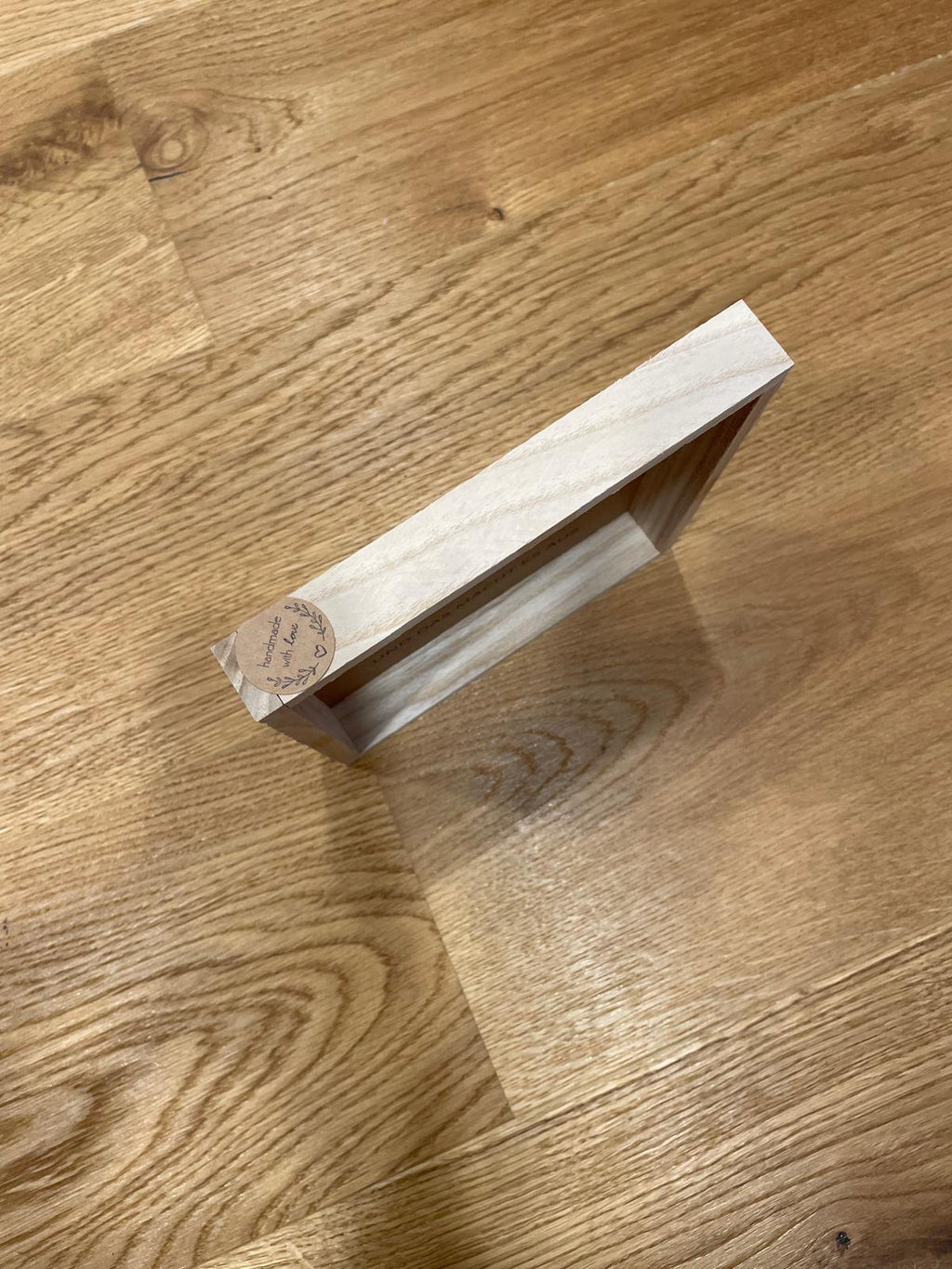 Klötzchen Spruch auf DesignPapier im Holzsticks Rahmen "Es ist keine Villa..."