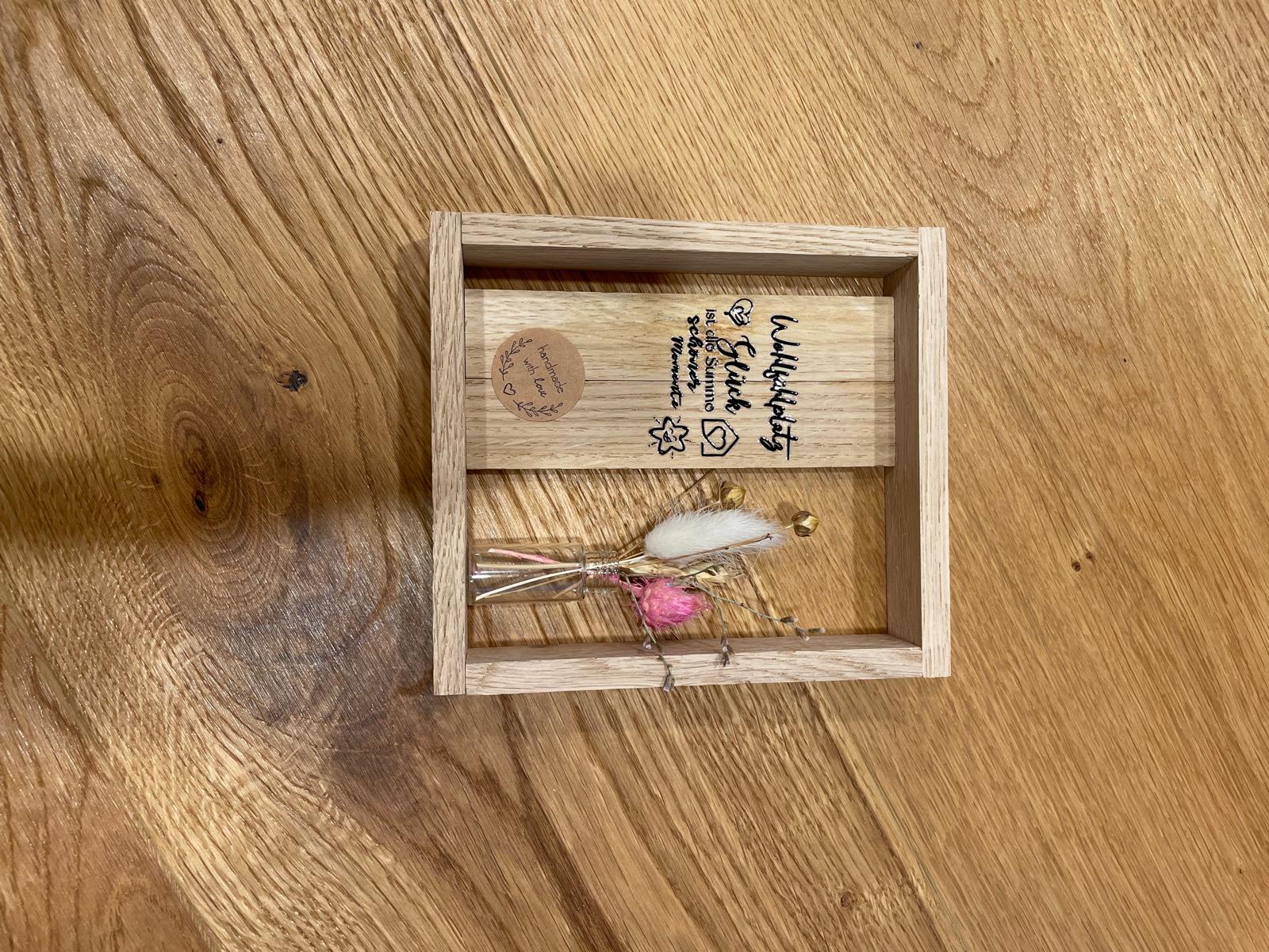 Mini‑Vase & Trockenblumen – Willkommensschild für den Eingangsbereich – Geschenk zur Einweihung "Wohlfühlplatz"