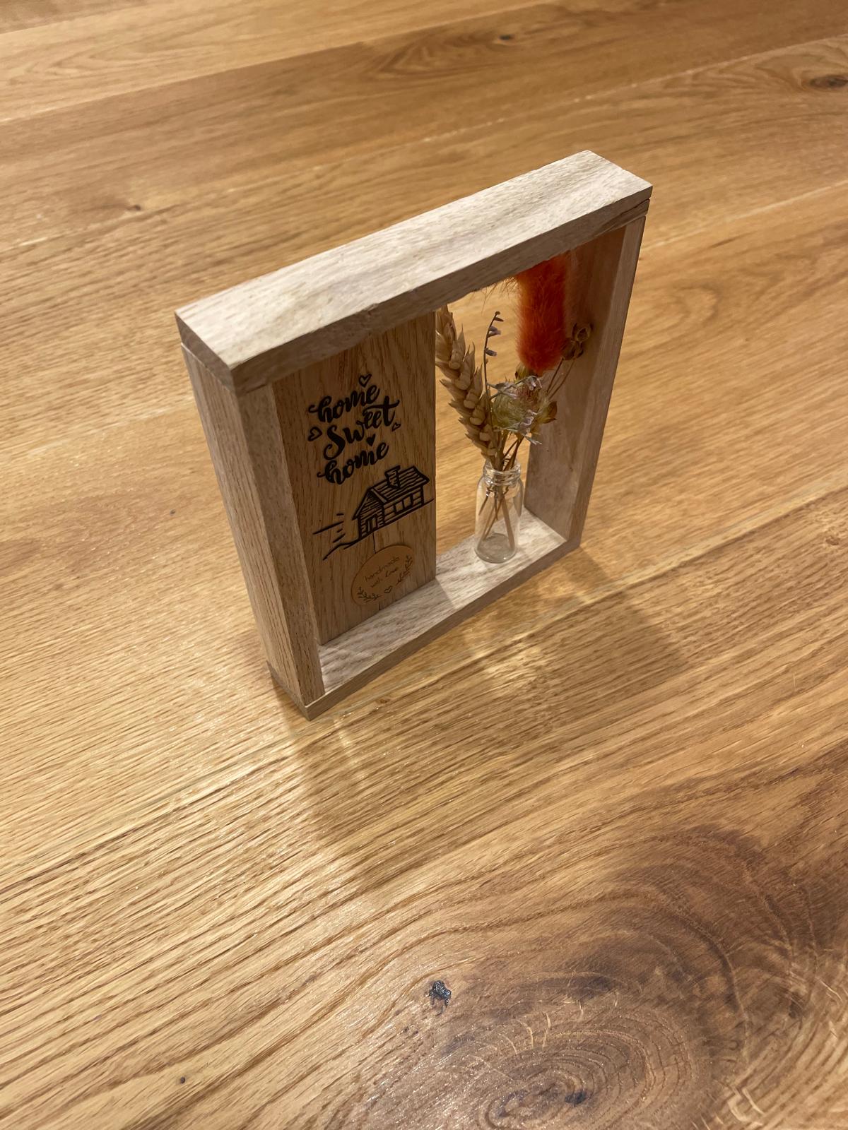 Mini‑Vase & Trockenblumen – Willkommensschild für den Eingangsbereich – Geschenk zur Einweihung