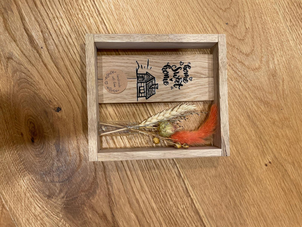 Mini‑Vase & Trockenblumen – Willkommensschild für den Eingangsbereich – Geschenk zur Einweihung