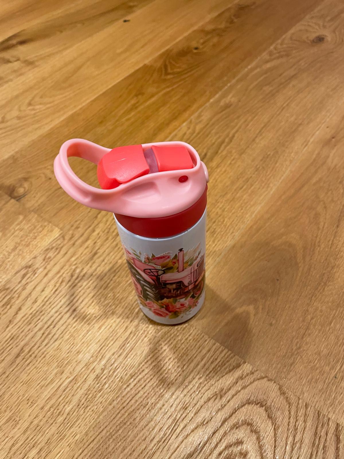 12oz/350ml Edelstahl-Isolierbecher - Ideal für Zuhause, Schule und Park "Rosa Traktor"