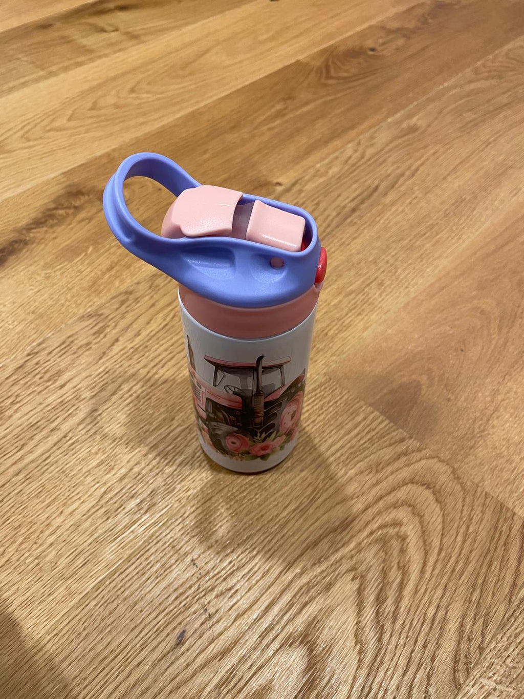 12oz/350ml Edelstahl-Isolierbecher - Ideal für Zuhause, Schule und Park "Traktor Lila-Rosa"