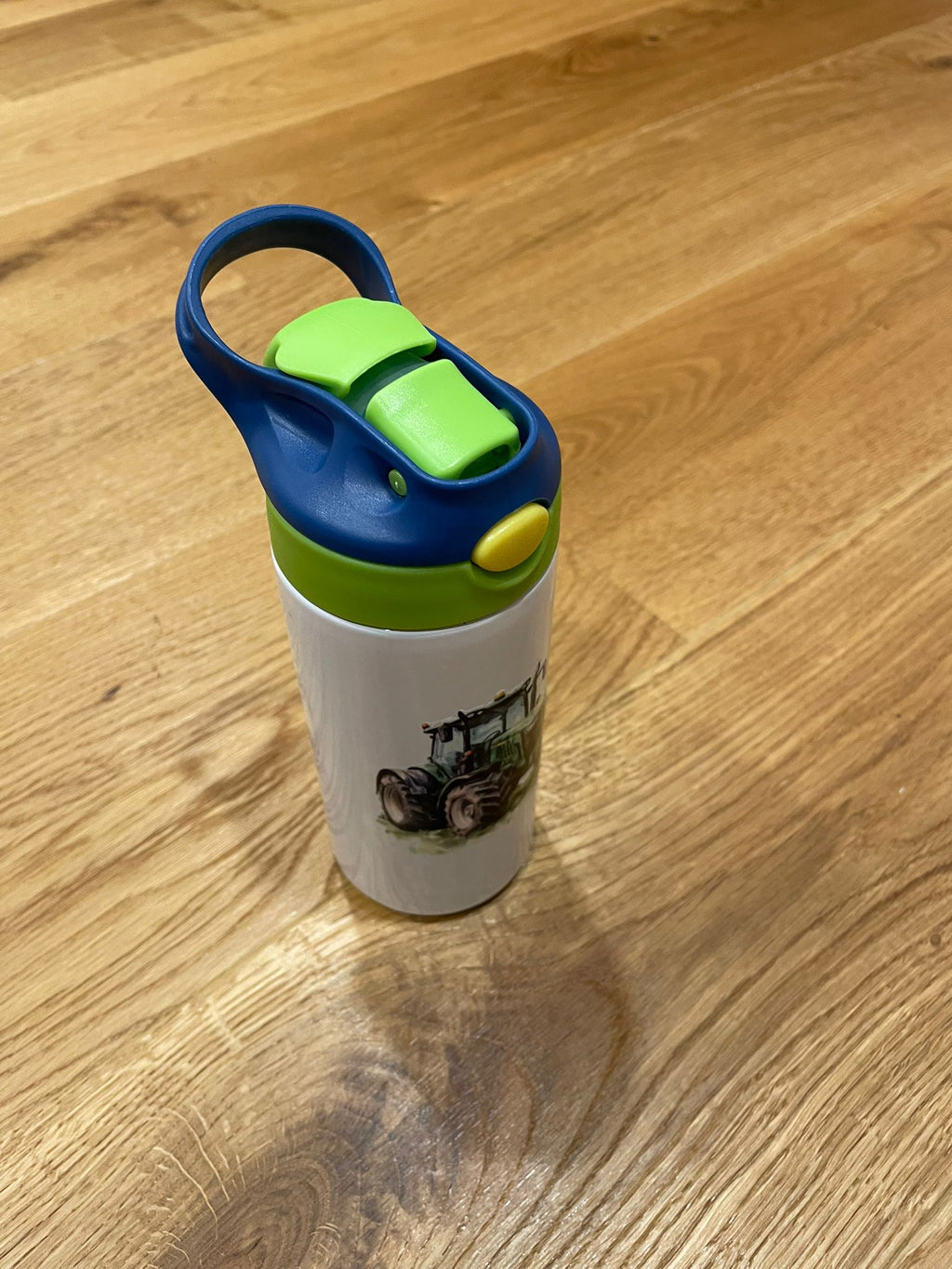 12oz/350ml Edelstahl-Isolierbecher - Ideal für Zuhause, Schule und Park "Traktor Grün-Blau"