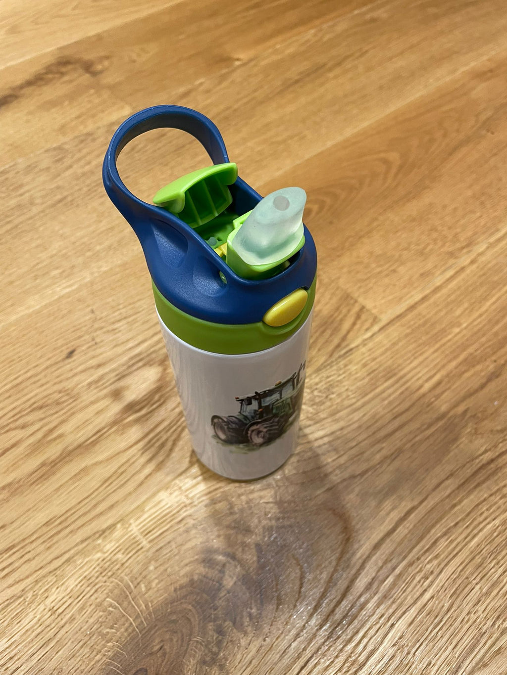 12oz/350ml Edelstahl-Isolierbecher - Ideal für Zuhause, Schule und Park "Traktor Grün-Blau"