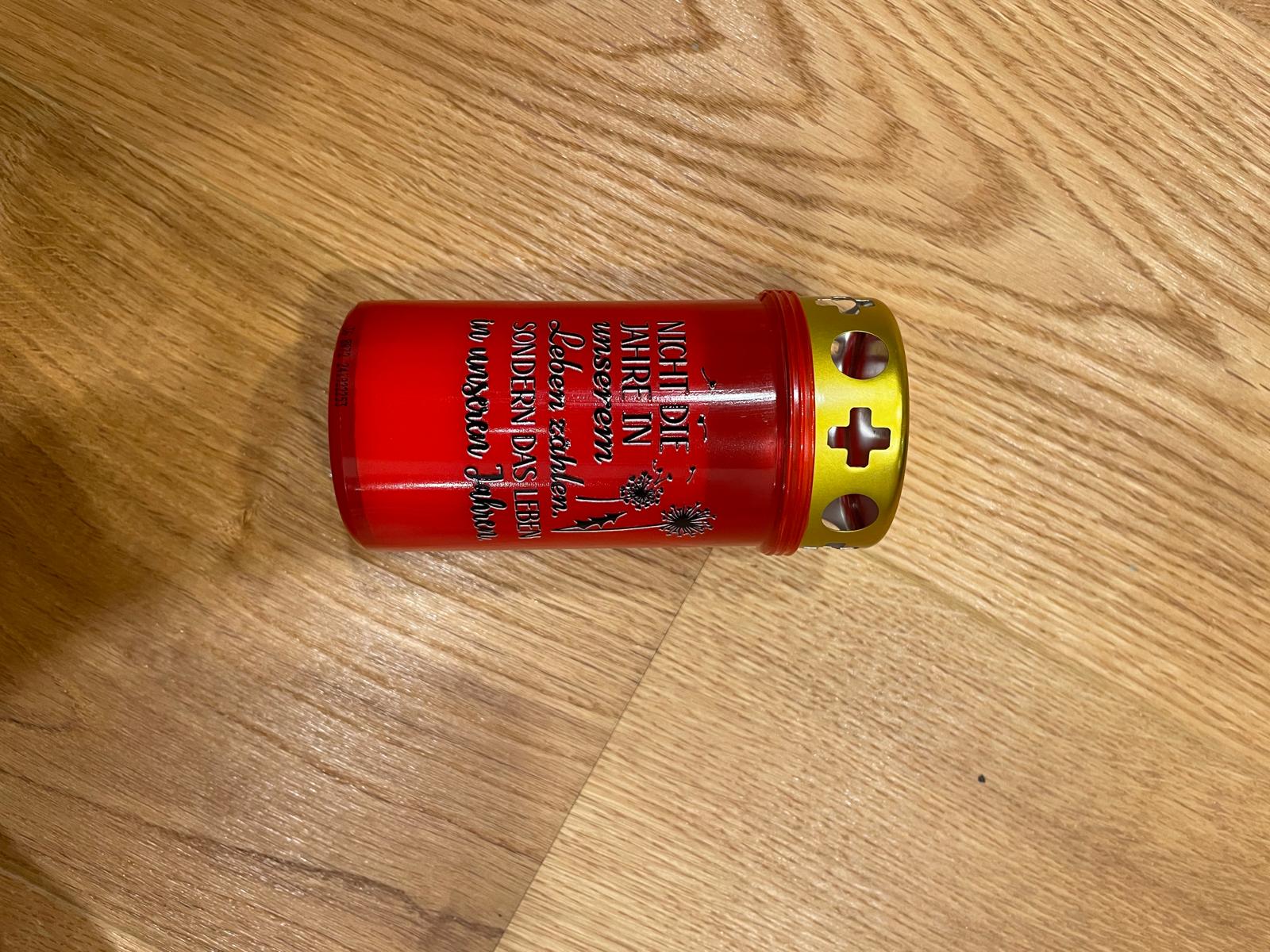 Rotes Grablicht mit Trauerspruch Klein